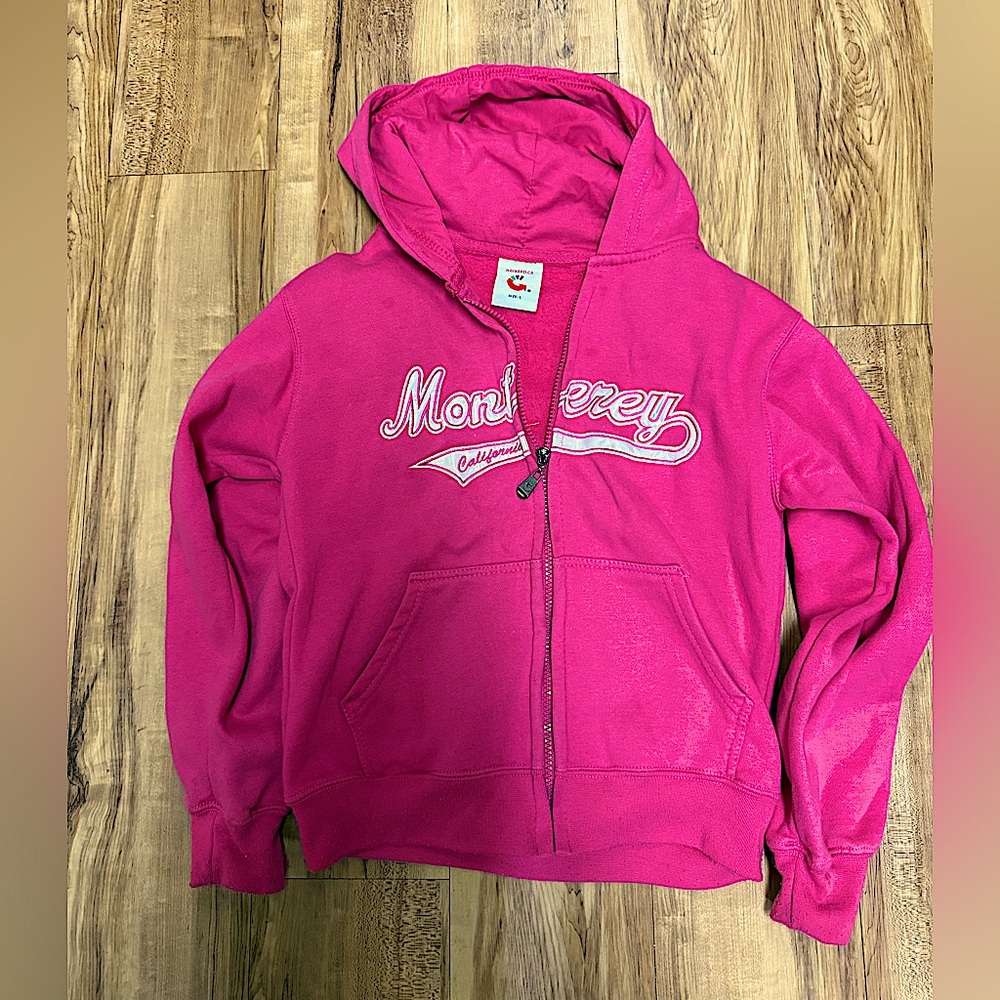 Pink full zip jacket, girls size large